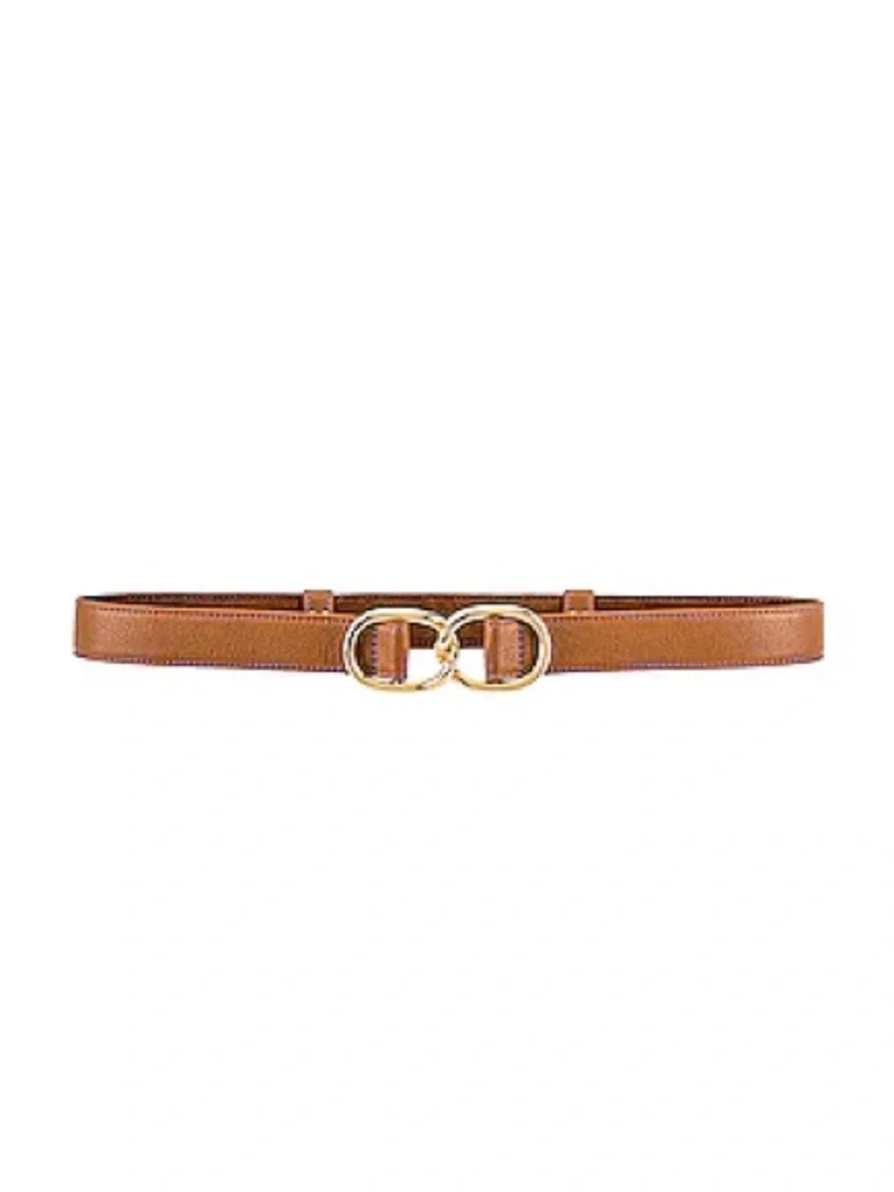 B-Low the Belt Maeve Mini Slim Tan Leather Belt with Gold Double Circle Buckle